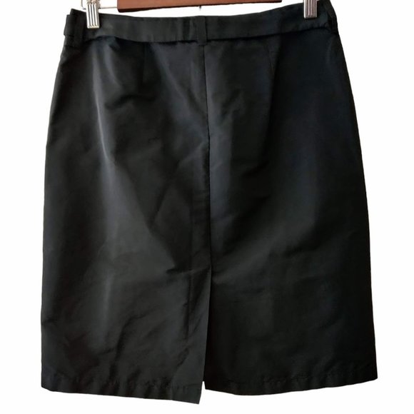 'S Max Mara Womens Black Polyester Silk Nylon Feel Belt Short Pencil Skirt US 4 - Picture 2 of 8
